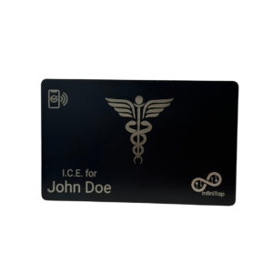 Custom engraved ICE Medical Card.